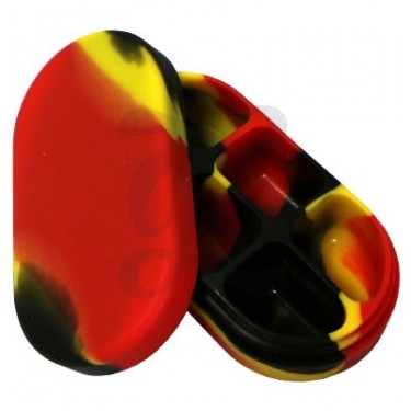 Estuches de silicona 6 secciones - Negro, rojo y amarillo abierto