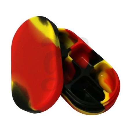 Estuches de silicona 6 secciones - Negro, rojo y amarillo abierto