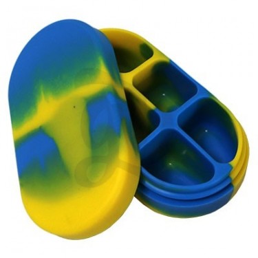 Estuches de silicona 6 secciones - Azul y amarillo abierto