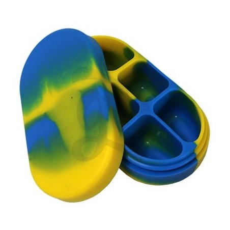 Estuches de silicona 6 secciones - Azul y amarillo abierto