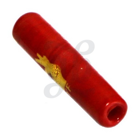 Embouts buccaux en verre de Murano Rouge motif jaune moyen
