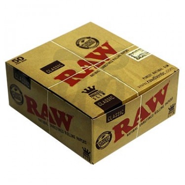 Caja de 50 librillos papel Raw King Size