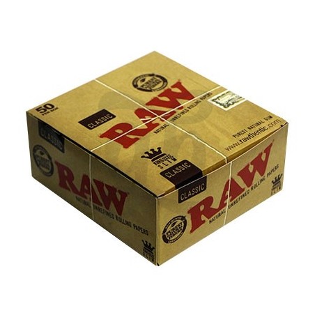 Caja de 50 librillos papel Raw King Size