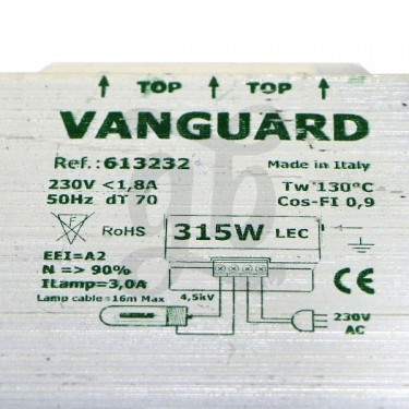 Balastro LEC Vanguard 315w - Especificaciones técnicas