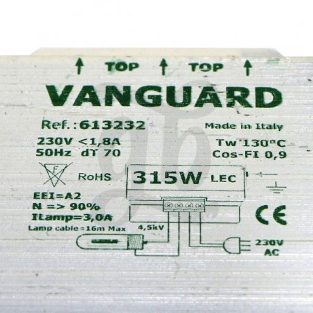 Balastro LEC Vanguard 315w - Especificaciones técnicas