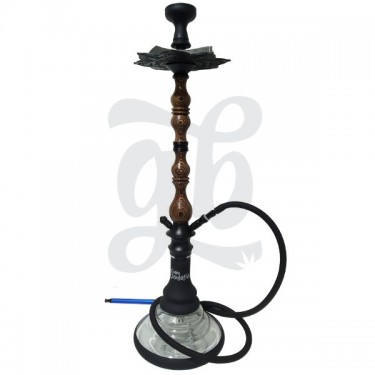 Shisha con iluminación LED y mando a distancia - material madera y cristal, color negro