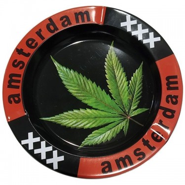Cinzeiro de metal de Amsterdã - vermelho e preto