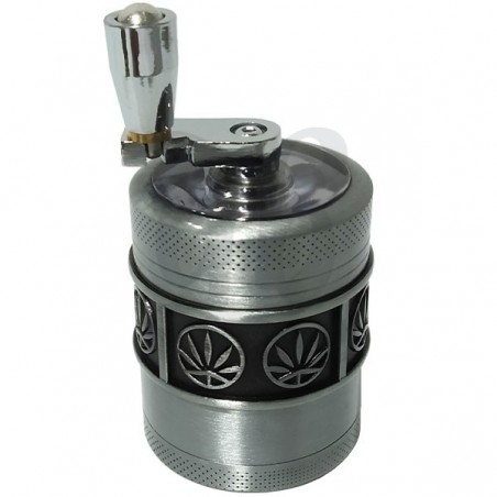 Silver Herb Grinder with Handle - Closed