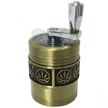 Golden Herb Grinder with Handle - Closed
