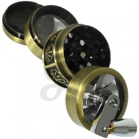 Golden Herb Grinder with Handle - Open