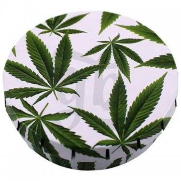 Caja metálica Click - Hojas de marihuana, fondo blanco
