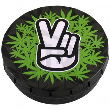 Caja metálica Click - Hojas de marihuana y manito blanca