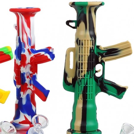 Bong de Silicona Fusil azul camuflaje