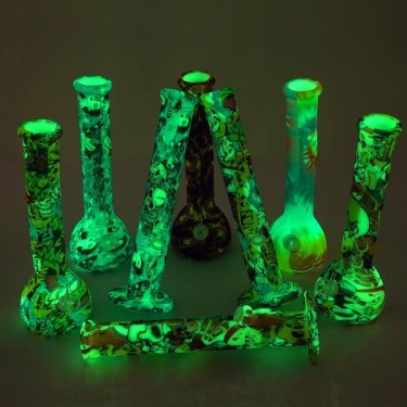 Bong Fluorescente de Silicona XL brillo en la oscuridad