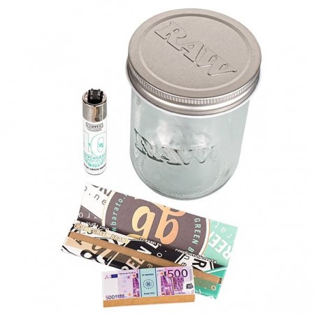Bote de cristal Raw Mason Jar + Estuche