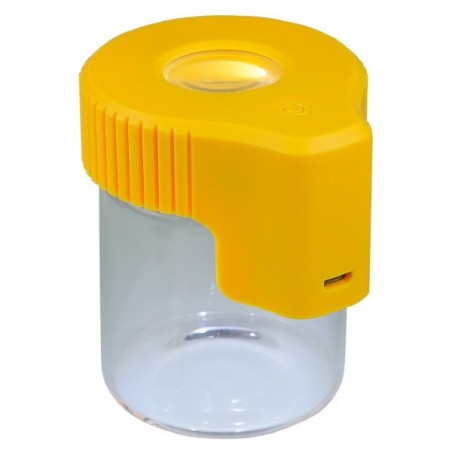Bote Expositor con Lupa amarillo lupa