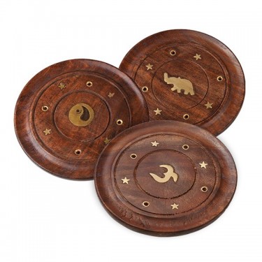 Assiette porte-encens en bois
