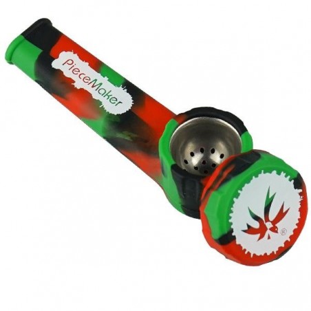 Pipa de silicona pequeña Karma verde roja y negra