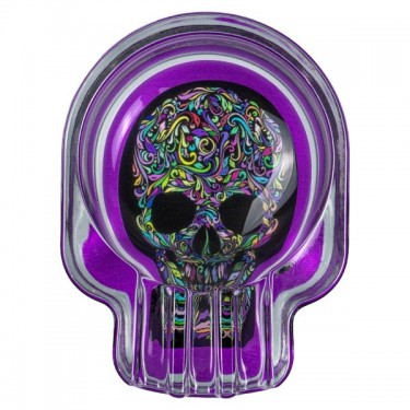 Cenicero Calavera de Cristal Champ morado frontal