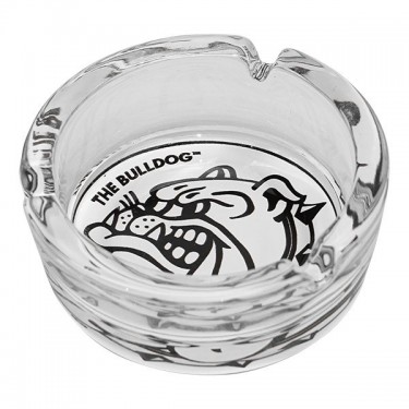 Cenicero de Cristal Blanco y Negro Bulldog