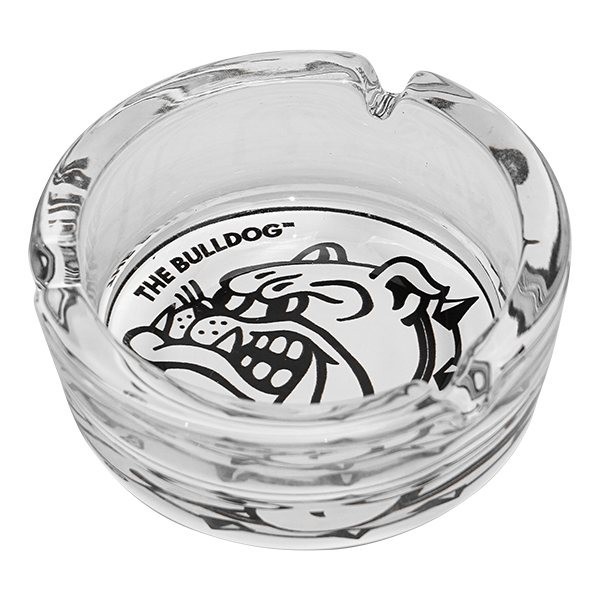Cenicero de Cristal Blanco y Negro Bulldog
