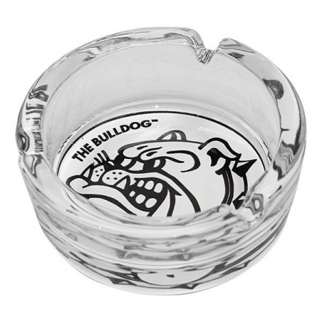 Cenicero de Cristal Blanco y Negro Bulldog