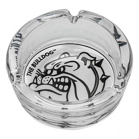 The Bulldog black & white Glass ashtray  details