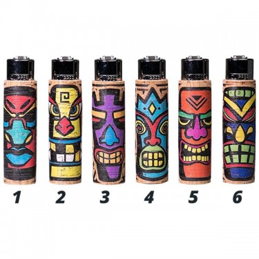 Mechero Clipper con Funda de Corcho Angry Tikis