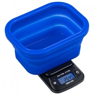 Báscula SBM-100 Blue Silicone Bowl (100G X 0.01G) con contenedor de silicona
