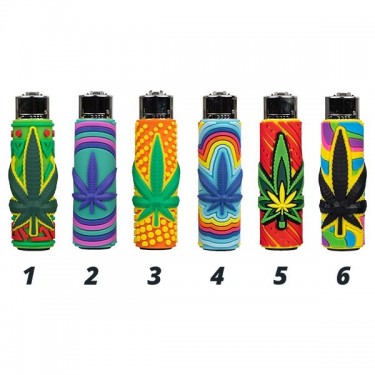 Mechero Clipper con Funda de Silicona Vibrant Weed
