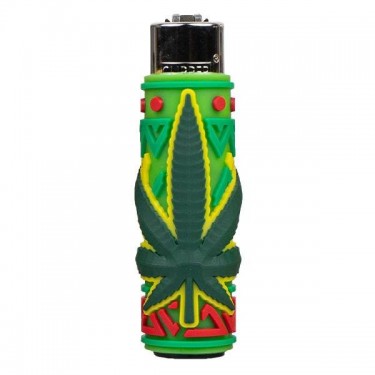 Mechero Clipper con Funda de Silicona Vibrant Weed