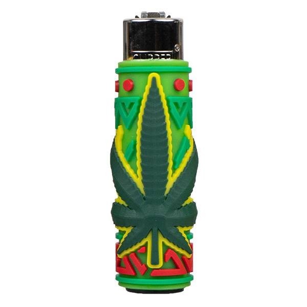 Mechero Clipper con Funda de Silicona Vibrant Weed