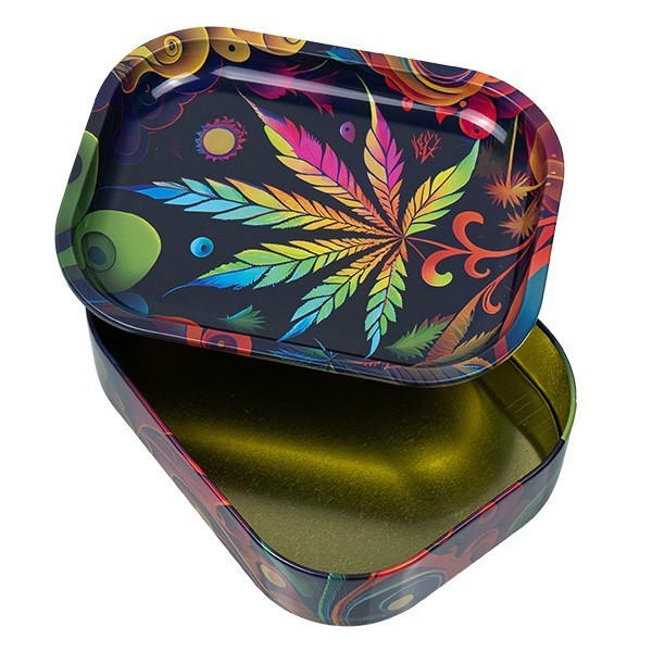 Caixa de Metal com Bandeja para Enrolar 'Colourful Leaf'