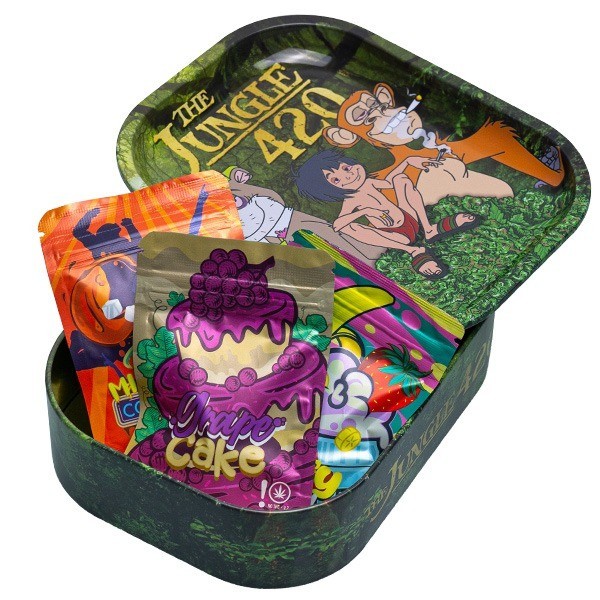 Pack CBD Indoor Selection + Caja De Metal Con Bandeja De Liar 'The Jungle 420'