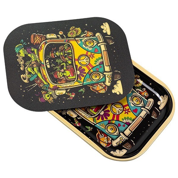 'Hippie Bus' Small Rolling Tray With Lid
