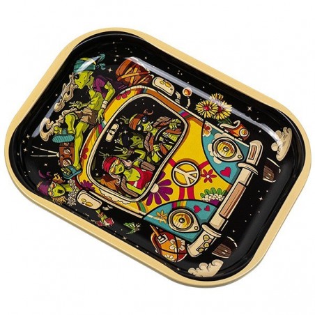 Vassoio Piccolo per Rollare con Tappo 'Hippie Bus' - GB The Green Brand