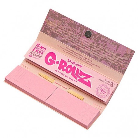 Feuilles à rouler King Size + Filtre Pink G-Rollz intérieur