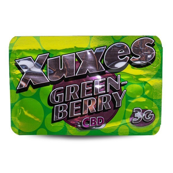 Flores de CBD Xuxes 'Green Berry' parte delantera envase