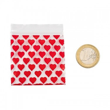 Hearts Zip Bag 50x50mm size comparison