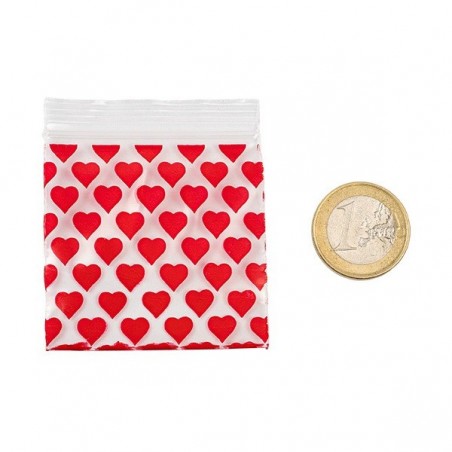 Hearts Zip Bag 50x50mm size comparison