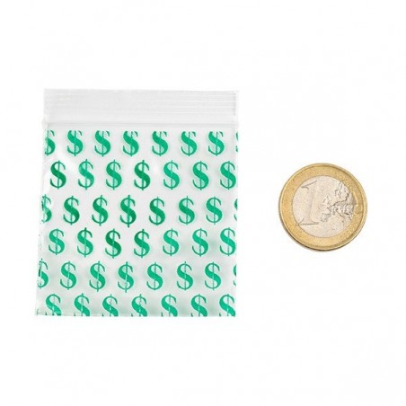 Bolsa Zip 50x50mm Dólar comparativa tamaño