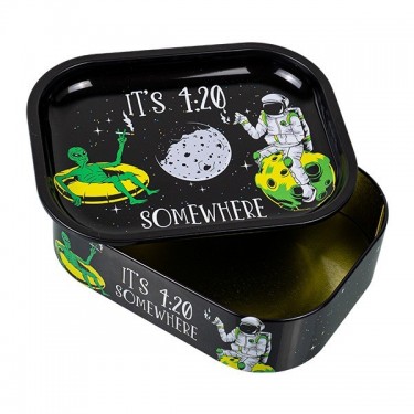 Caja de Metal con Bandeja de Liar '420 Somewhere'