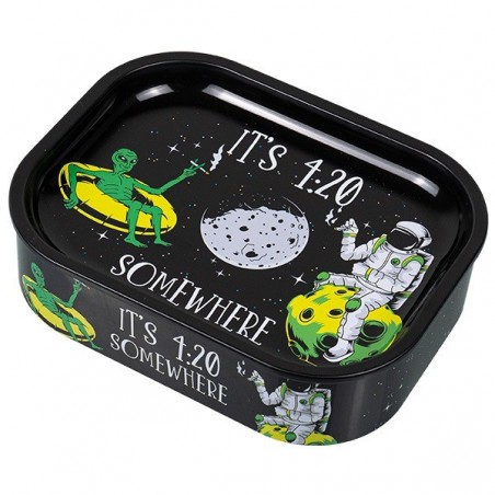 Caixa de Metal com Bandeja para Enrolar '420 Somewhere'