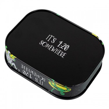 Caixa de Metal com Bandeja para Enrolar '420 Somewhere'