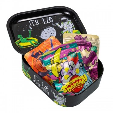 Pack CBD Indoor Selection + Caja De Metal Con Bandeja De Liar '420 Somewhere'