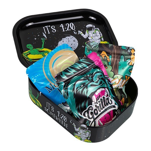 Pack CBD Outdoor Selection + Caja De Metal Con Bandeja De Liar '420 Somewhere'