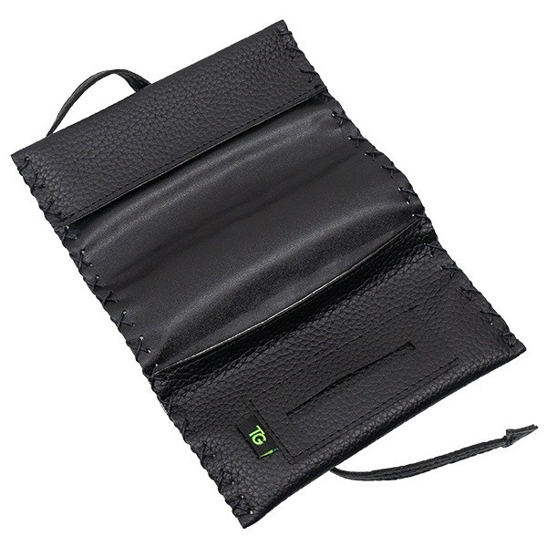 Faux Leather Tobacco Pouch With Zipper Black