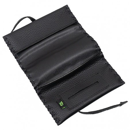 Faux Leather Tobacco Pouch With Zipper Black