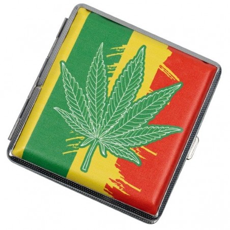 Pitillera Metálica Rasta hoja verde Pitillera Metálica Rasta hoja verde