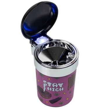Portable Ashtray for cars cannabis leaf open